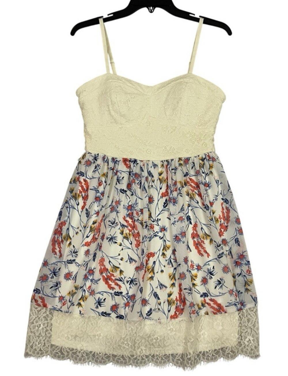 Lily Rose Dress Womens Large Floral Ivory Lace Empire Waist Spaghetti Strap